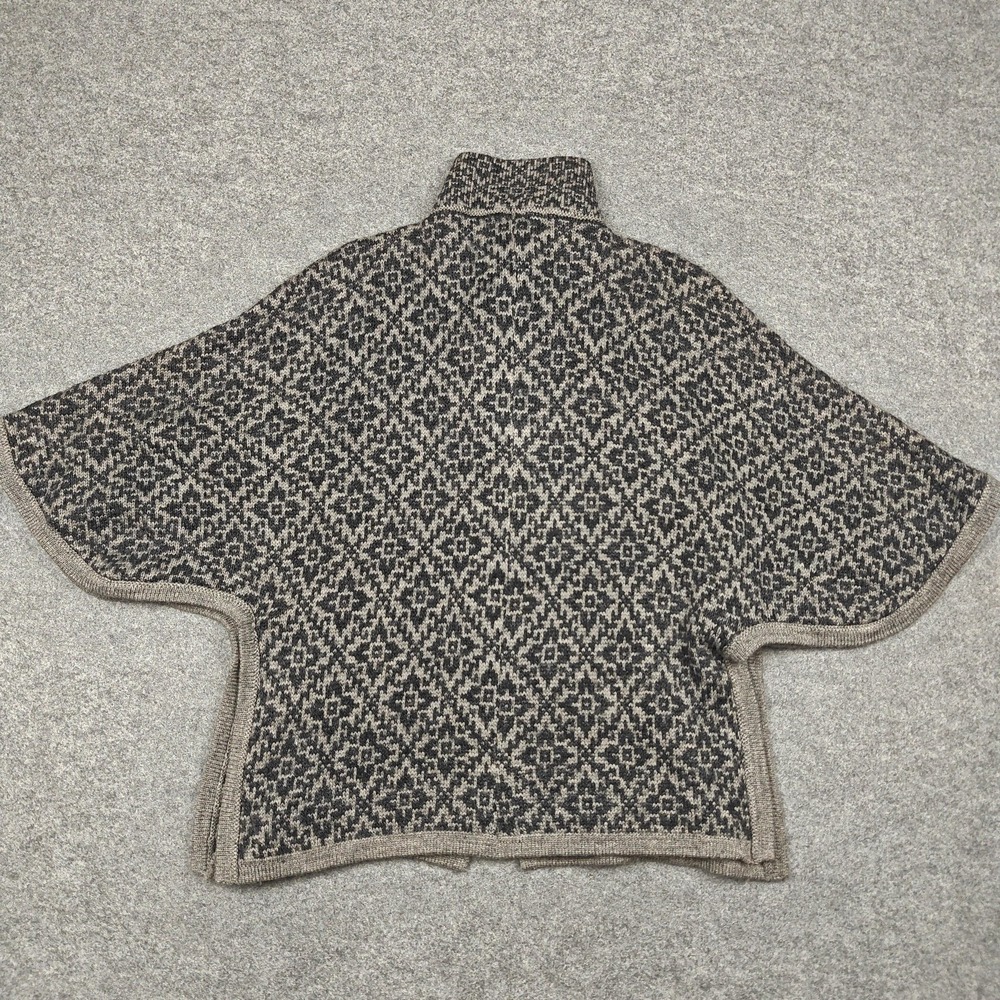 Alpaca Warehouse Poncho Womens Medium Gray Alpaca Knit Button Collared Geometric - Picture 10 of 15
